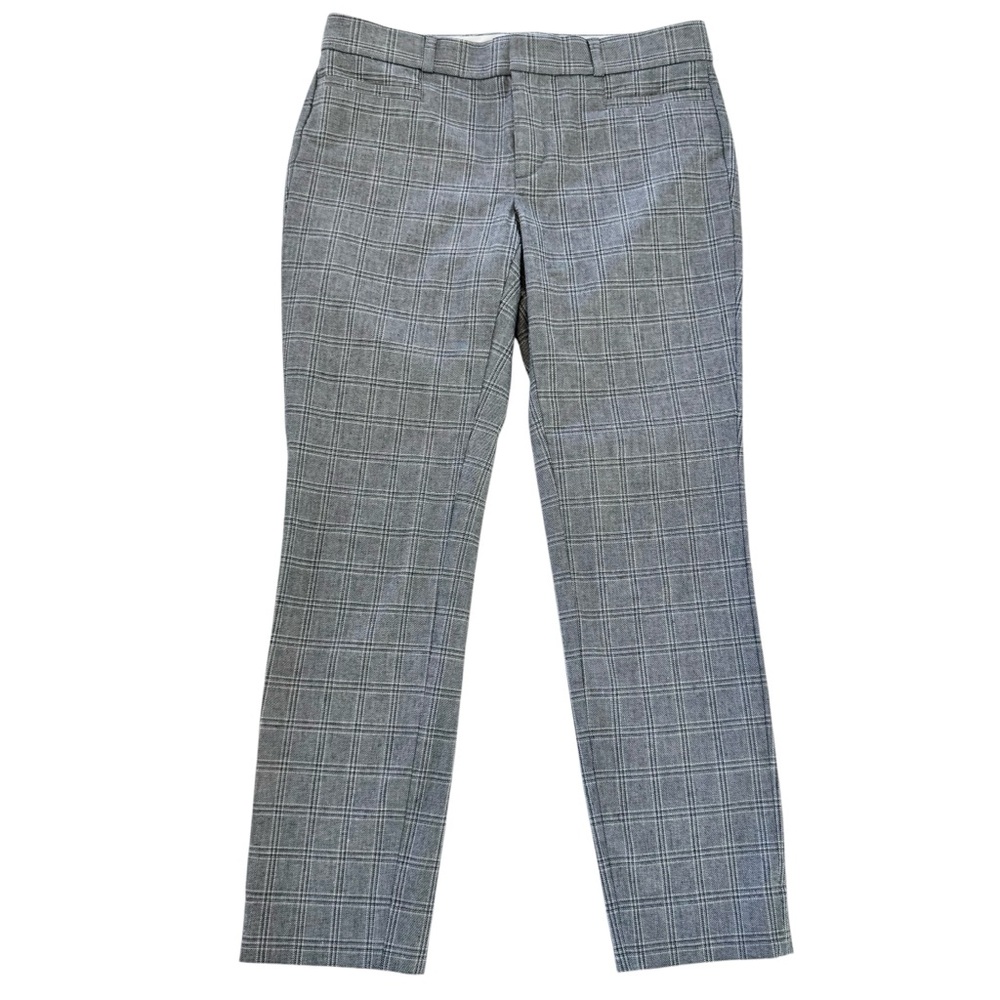 Banana Republic Plaid Sloan Ankle Pants Womens 4 Gray Stretch Pockets Taper Legs
